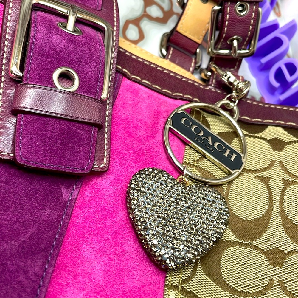 Authentic Coach Silver & Black Medallion with Crystal Heart Charm. Custom made - Picture 2 of 7